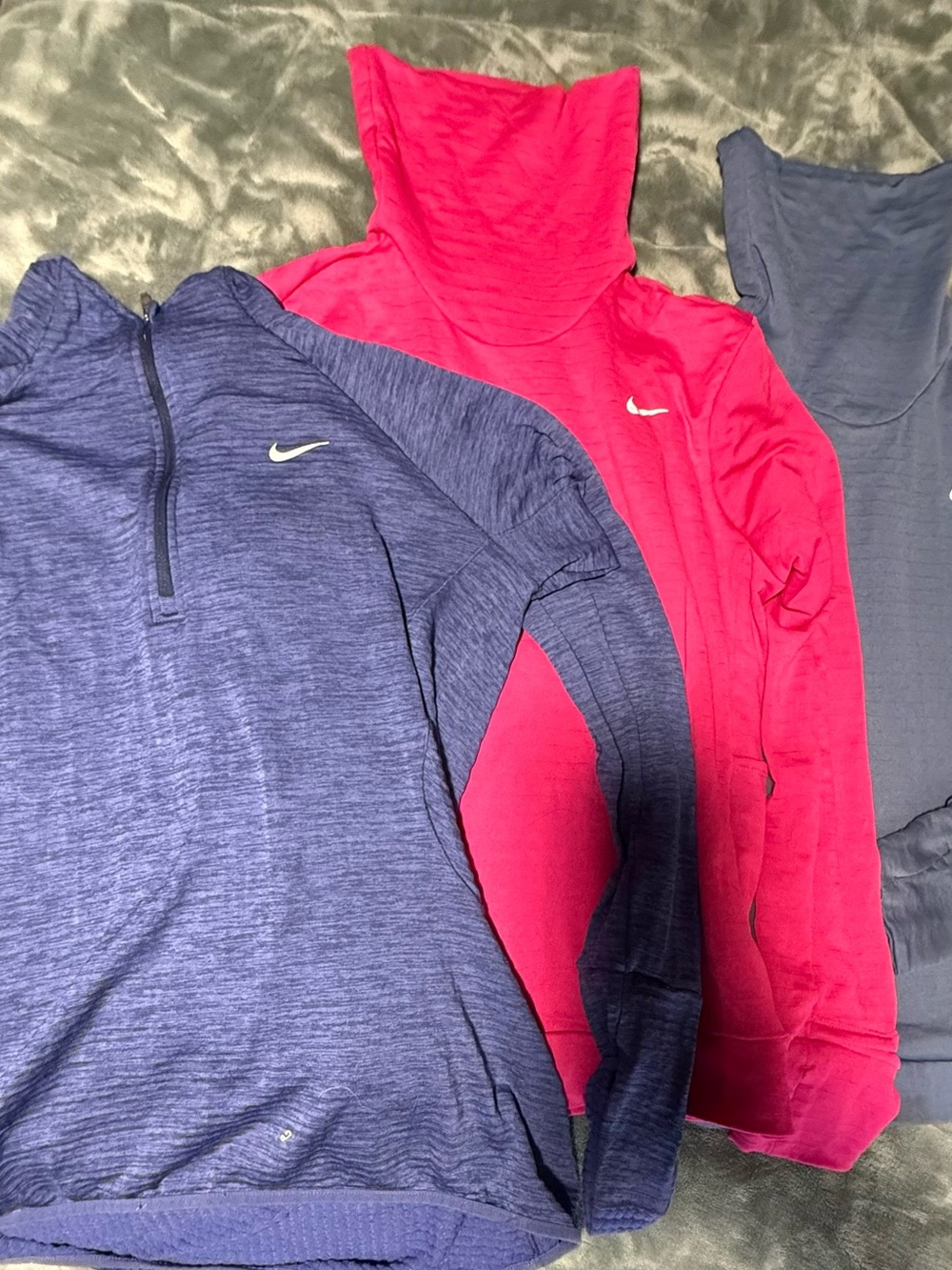 Nike Athletic Pullover Tops - Navy Blue & Bright Pink